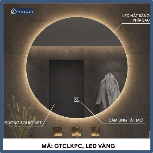 Gương tròn led vàng